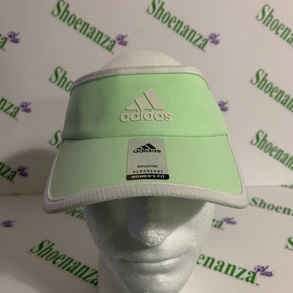 Adidas Visor Superlite 2 Hat Adjustable Reflective Areoready Womens Green White - Picture 1 of 8
